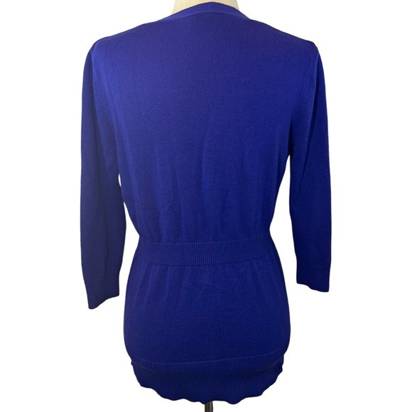 Ann Taylor Purple V-Neck Three-Quarter Sleeve Tailored Cardigan Size Med… - Picture 2 of 7